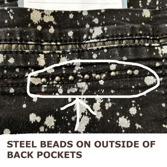NEW PHOTOS! LEGGINGS, SKINNY DENIM, BLACK/GREY, SIZE 5, BLACK, FLY FRONT, 5 POCK - Picture 14 of 16